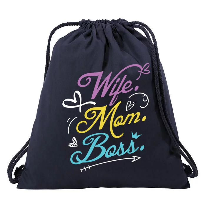 Wo Power Wife Mom Boss Gift Design Mothers Day Cool Gift Drawstring Bag