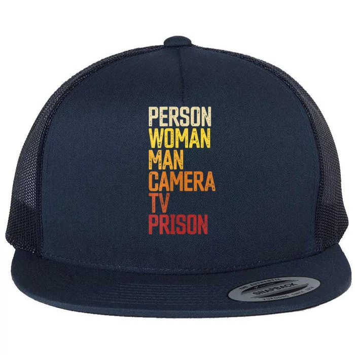 Womens Person Woman Man Camera TV Prison Haha Funny Anit Trump Flat Bill Trucker Hat