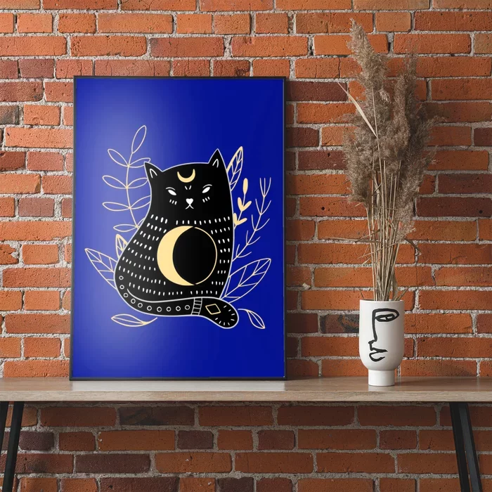 Wiccan Pagan Witch Crescent Moon Black Cat Familiar Cool Gift Poster