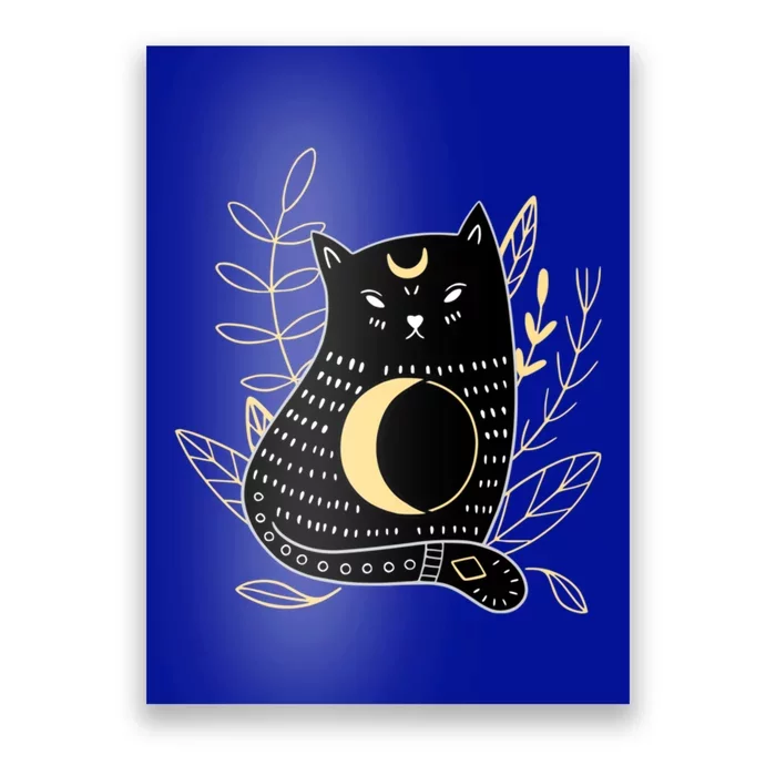 Wiccan Pagan Witch Crescent Moon Black Cat Familiar Cool Gift Poster