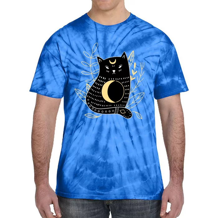 Wiccan Pagan Witch Crescent Moon Black Cat Familiar Cool Gift Tie-Dye T-Shirt