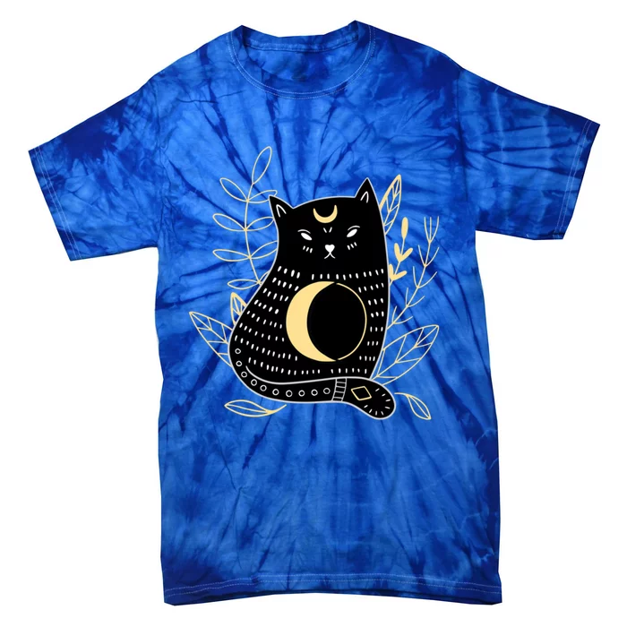 Wiccan Pagan Witch Crescent Moon Black Cat Familiar Cool Gift Tie-Dye T-Shirt