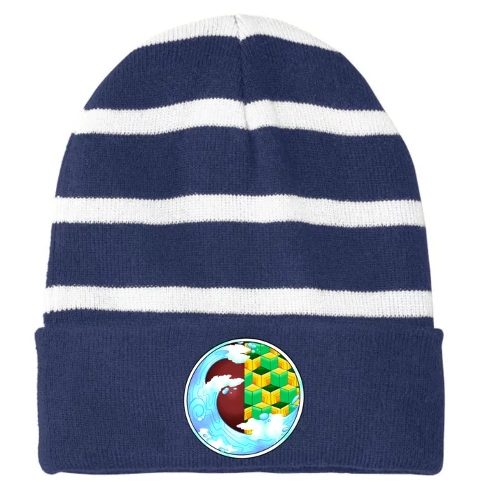 Water Pillar Striped Beanie with Solid Band