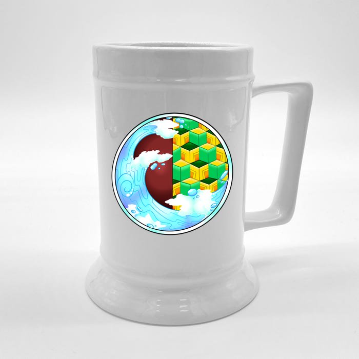 Water Pillar Front & Back Beer Stein