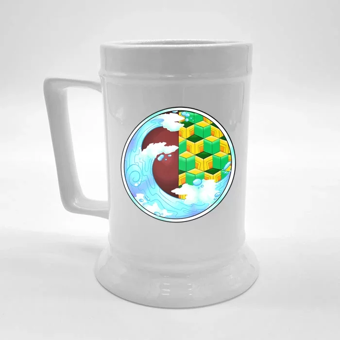 Water Pillar Front & Back Beer Stein