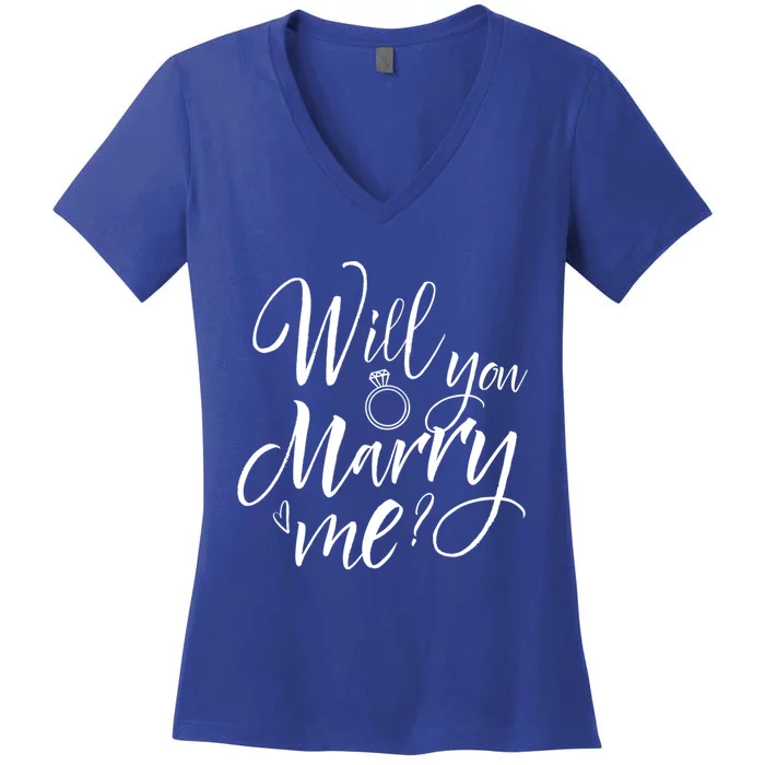 Wedding Proposal Will You Marry Me Great Gift Engaget Outfit Gift Cool Gift Women's V-Neck T-Shirt