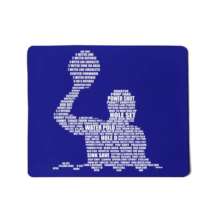 Waterpolo Player Word Cloud Water Polo Players Coach Gift Mousepad