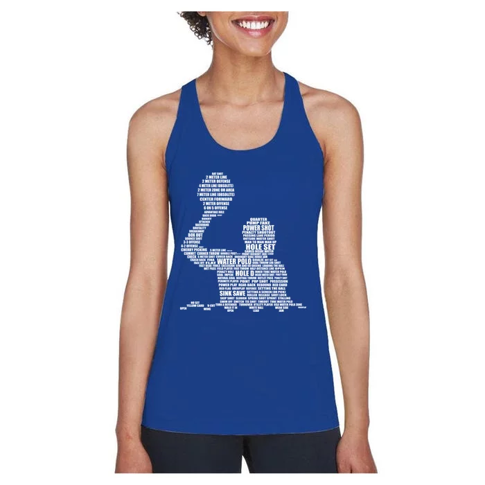 Waterpolo Player Word Cloud Water Polo Players Coach Gift Women's Racerback Tank