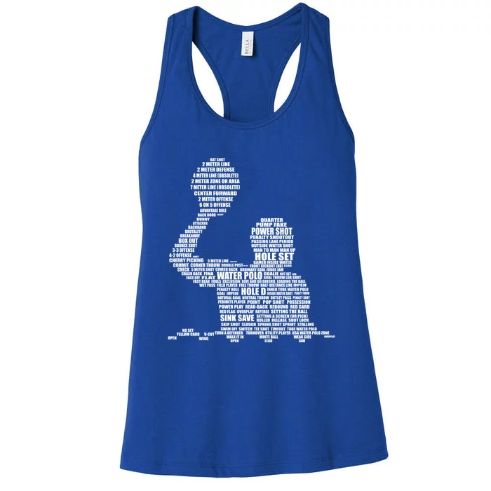 Waterpolo Player Word Cloud Water Polo Players Coach Gift Women's Racerback Tank