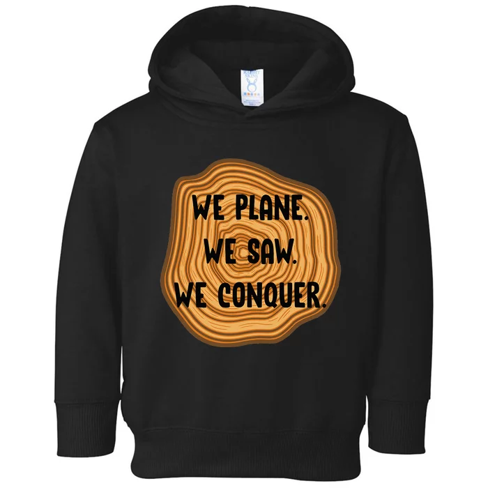 We Plane We Saw We Conquer Funny Woodworker Carpenter Gift Toddler Hoodie