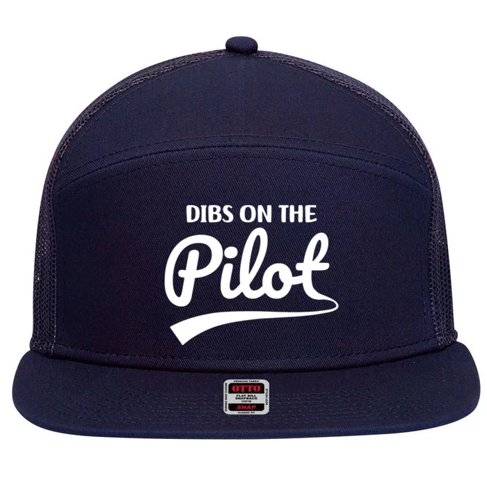 Womens Pilot Wife Dibs On The Pilot Pilot Girlfriend 7 Panel Mesh Trucker Snapback Hat