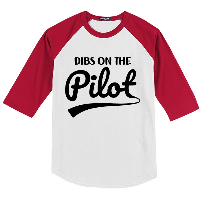 Womens Pilot Wife Dibs On The Pilot Pilot Girlfriend Kids Colorblock Raglan Jersey