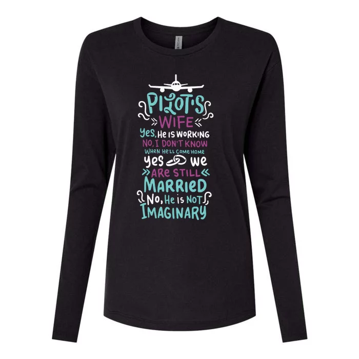 Womens Pilot Wife Womens Cotton Relaxed Long Sleeve T-Shirt