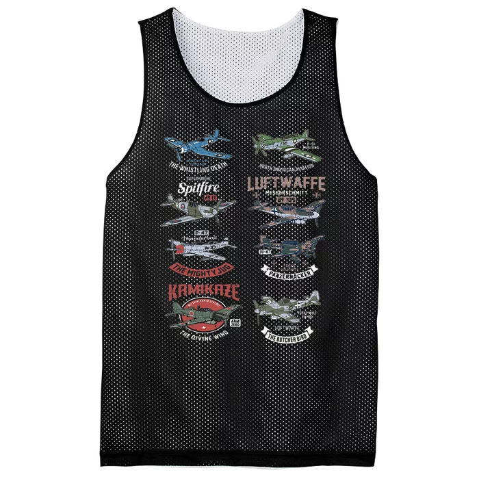 Ww2 Planes Warbirds Warplanes F4u Corsair P 47 Thunderbolt Mesh Reversible Basketball Jersey Tank