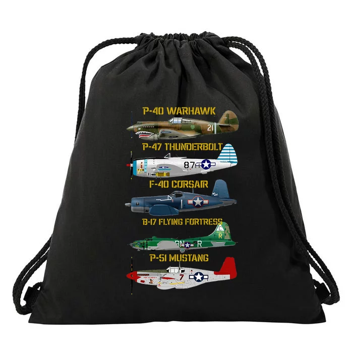 Ww2 Planes Warbirds Warplanes Drawstring Bag