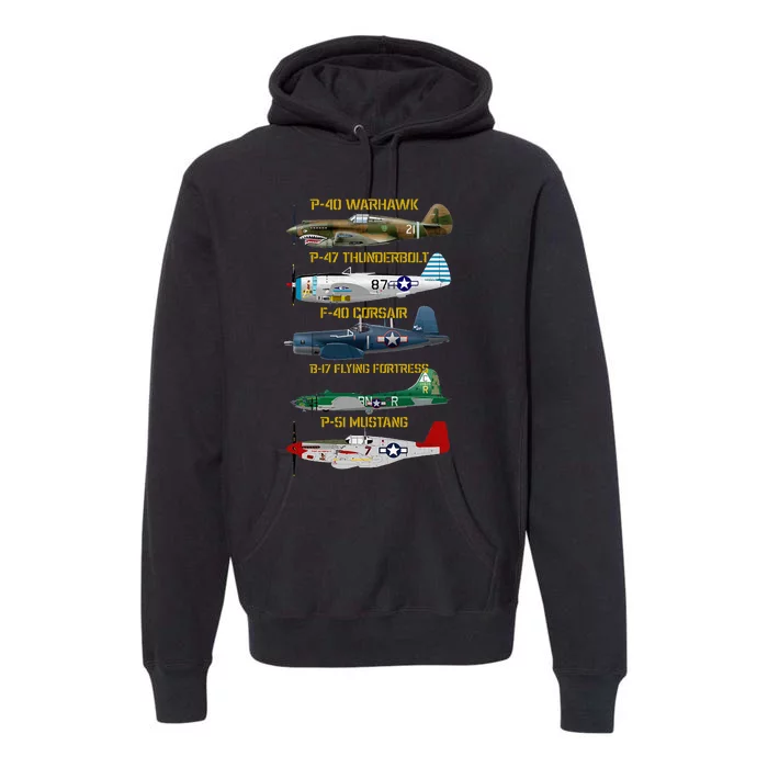 Ww2 Planes Warbirds Warplanes Premium Hoodie