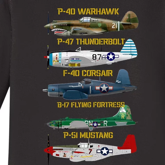 Ww2 Planes Warbirds Warplanes Baby Long Sleeve Bodysuit