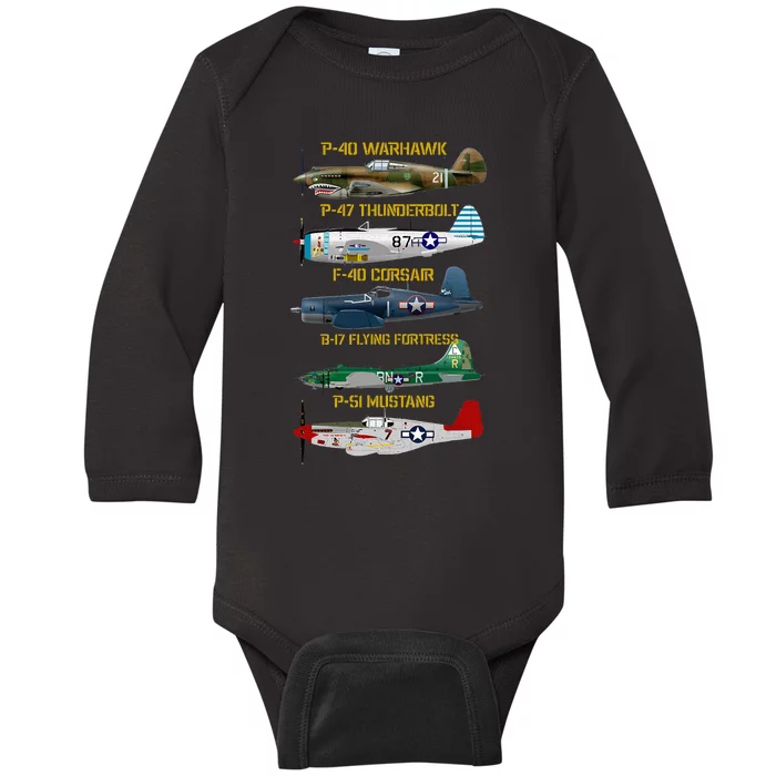 Ww2 Planes Warbirds Warplanes Baby Long Sleeve Bodysuit