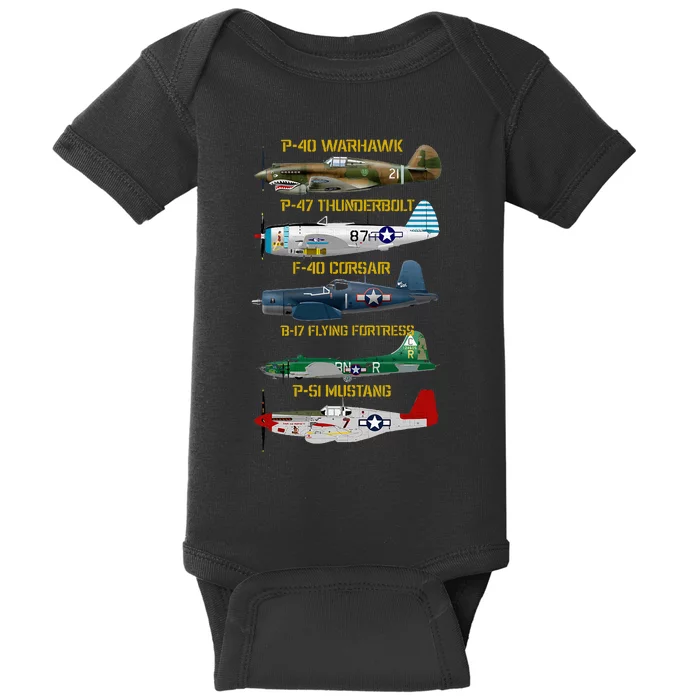 Ww2 Planes Warbirds Warplanes Baby Bodysuit