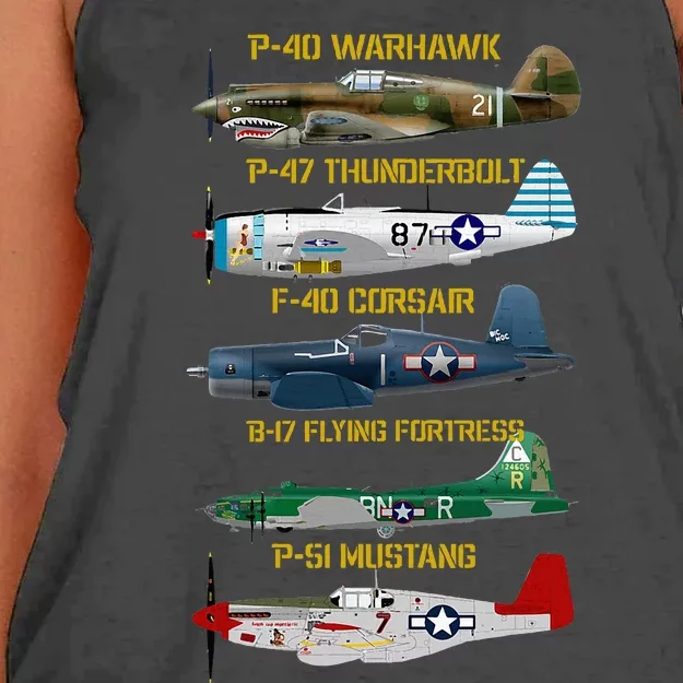 Ww2 Planes Warbirds Warplanes Women's Knotted Racerback Tank