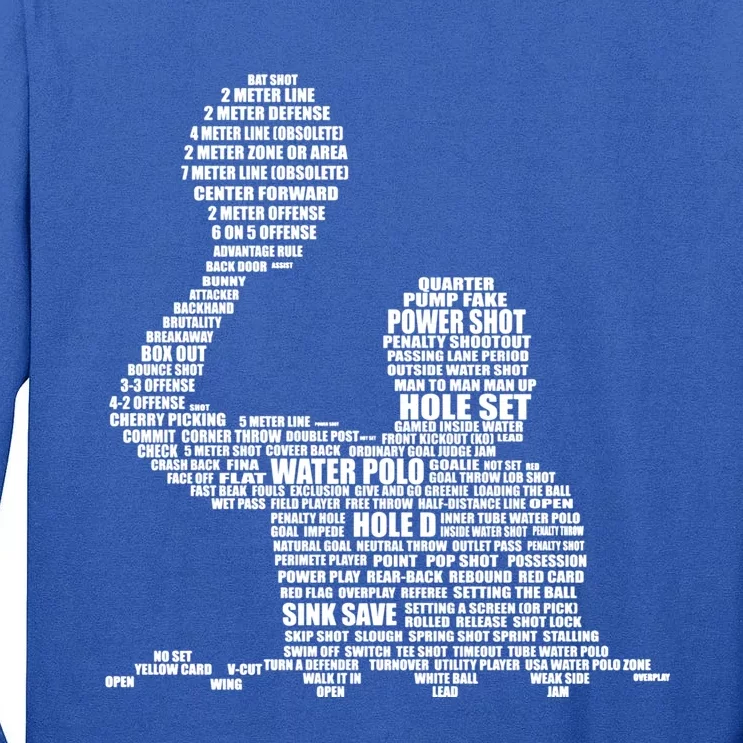 Waterpolo Player Word Cloud Water Polo Players Coach Gift Cool Gift Tall Long Sleeve T-Shirt