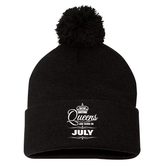 WOMEN'S QUEENS ARE BORN IN JULY BIRTHDAY Pom Pom 12in Knit Beanie