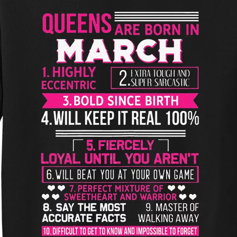 Wo Queens Are Born In March 10 Facts Funny & Cute Birthday gift Sweatshirt