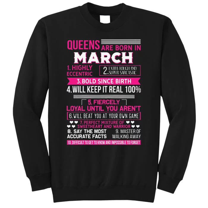 Wo Queens Are Born In March 10 Facts Funny & Cute Birthday gift Sweatshirt