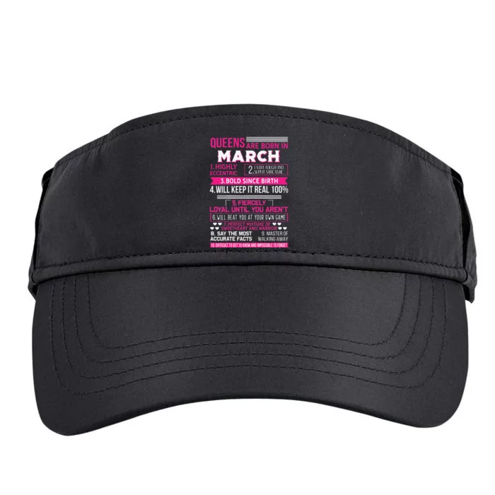 Wo Queens Are Born In March 10 Facts Funny & Cute Birthday gift Adult Drive Performance Visor