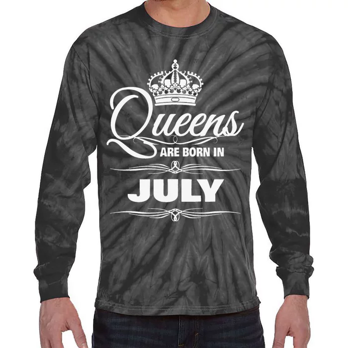 WOMEN'S QUEENS ARE BORN IN JULY BIRTHDAY Tie-Dye Long Sleeve Shirt