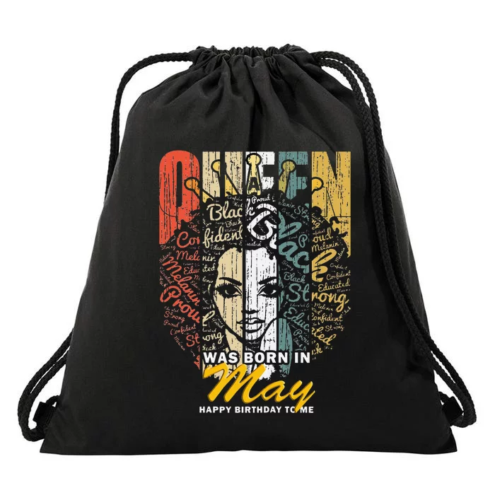 Wo Queens are Born in May Gemini Birthday Drawstring Bag