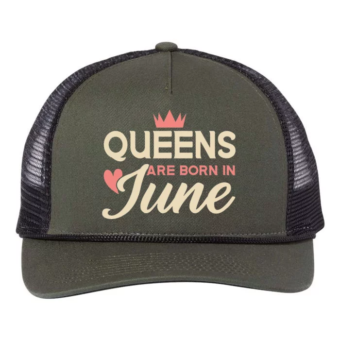 Wo Queens Are Born In June Birthday Retro Rope Trucker Hat Cap