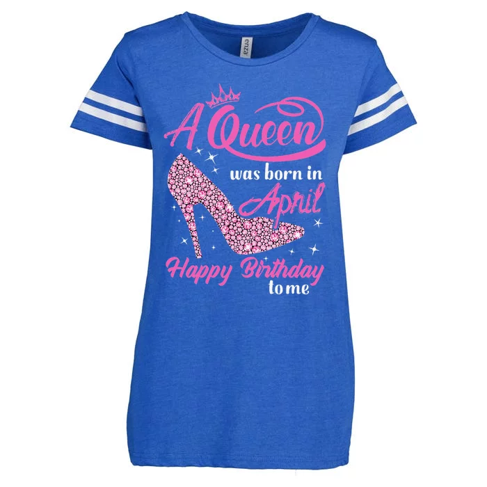 Wo Queens Are Born In April Funny April Birthday Gift Wo Enza Ladies Jersey Football T-Shirt