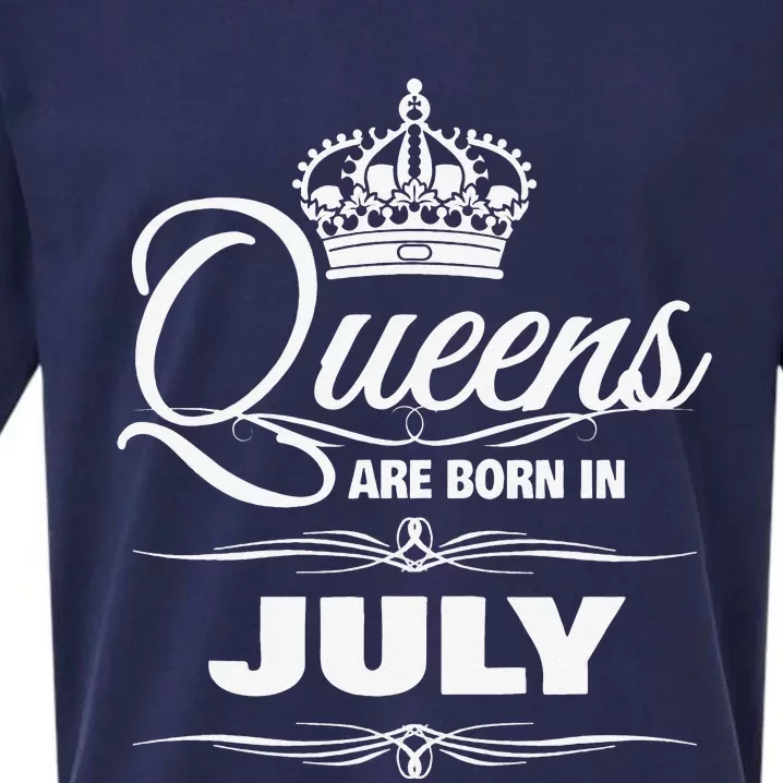 WOMENS QUEENS ARE BORN IN JULY BIRTHDAY Sueded Cloud Jersey T-Shirt