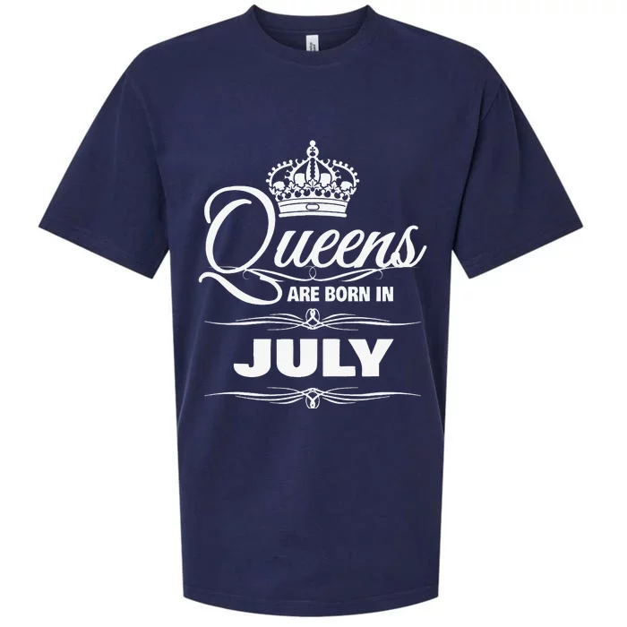 WOMENS QUEENS ARE BORN IN JULY BIRTHDAY Sueded Cloud Jersey T-Shirt