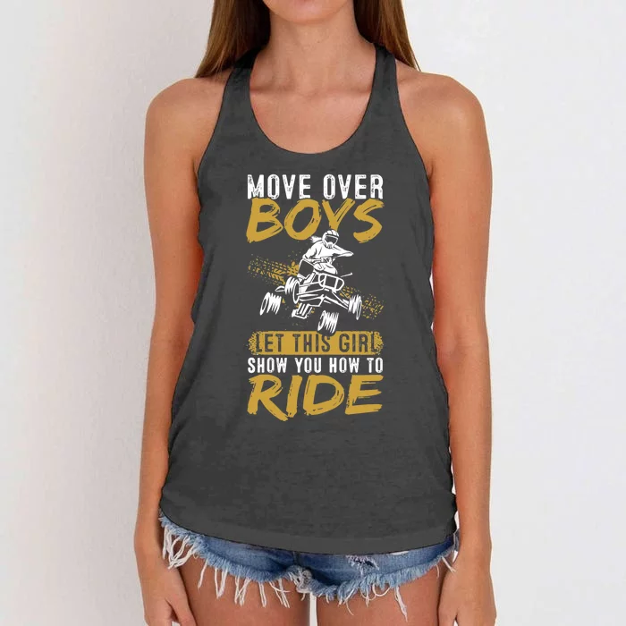 Wo Quad Bike Funny ATV Let This Girl Show You How To Ride Women's Knotted Racerback Tank