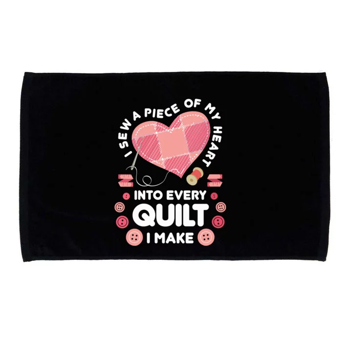 Womens Quilting Heart Sewing Machine Funny Sew Sewer Quilter VNeck Microfiber Hand Towel