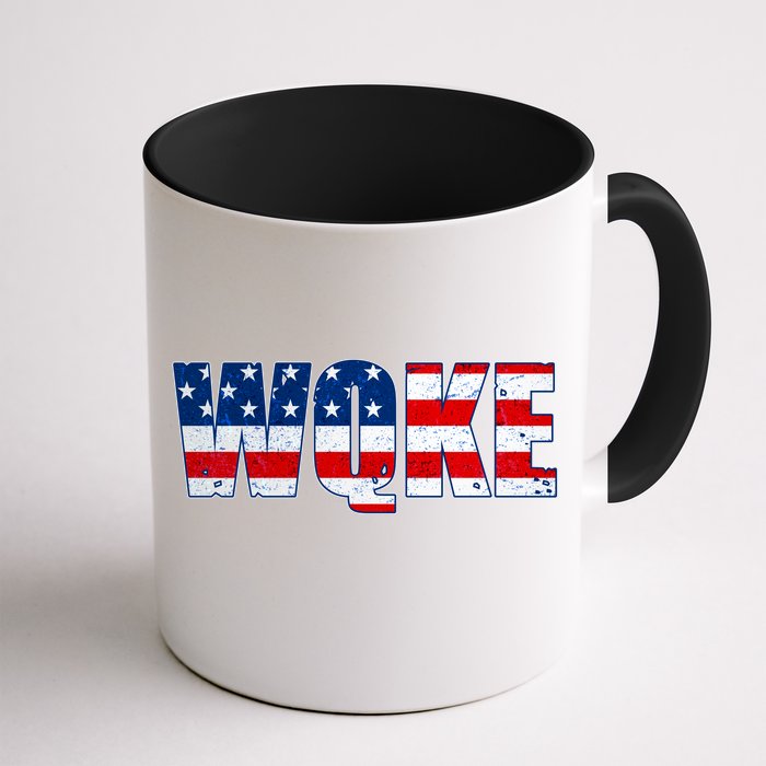 WQKE Woke QAnon American Flag Front & Back Coffee Mug