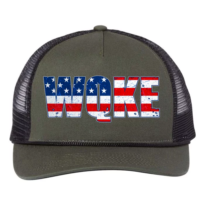 WQKE Woke QAnon American Flag Retro Rope Trucker Hat Cap