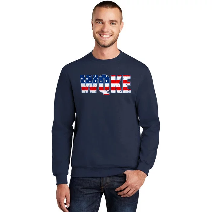 WQKE Woke QAnon American Flag Tall Sweatshirt