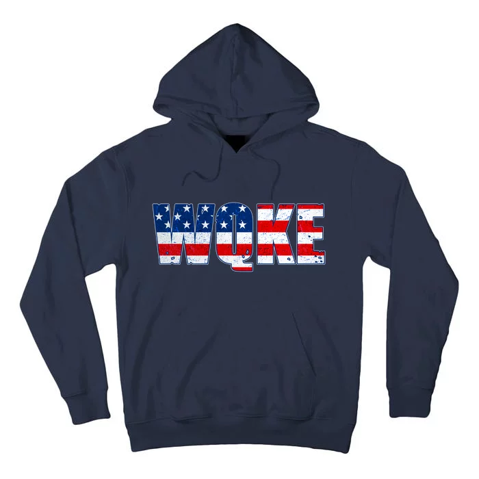 WQKE Woke QAnon American Flag Tall Hoodie