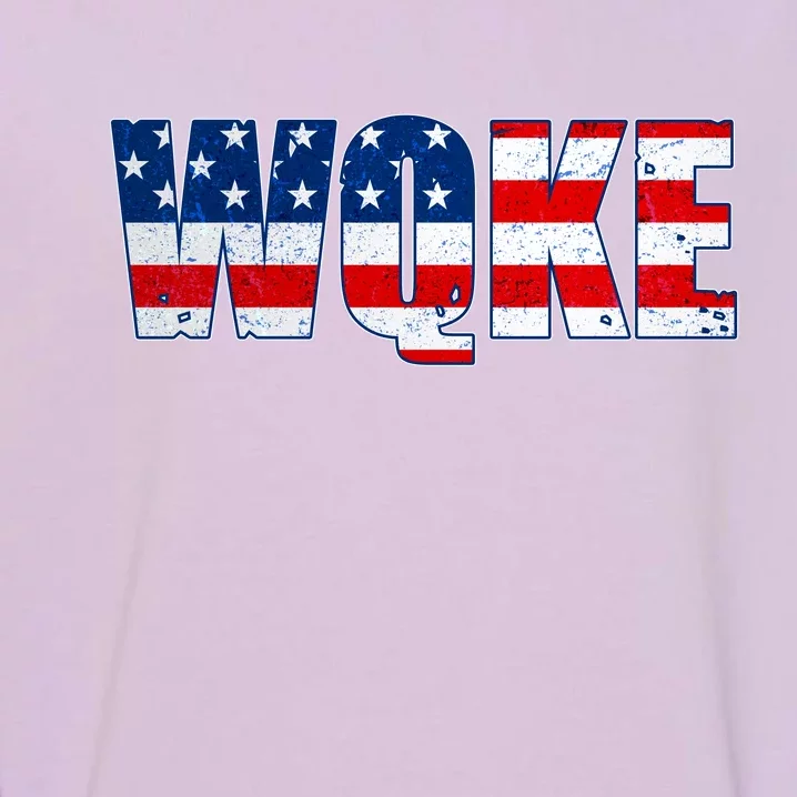 WQKE Woke QAnon American Flag Garment-Dyed Sweatshirt