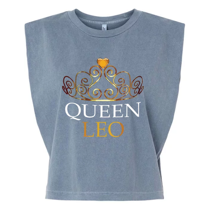 Womens Queen Leo Zodiac Birthday Gift Garment-Dyed Women's Muscle Tee