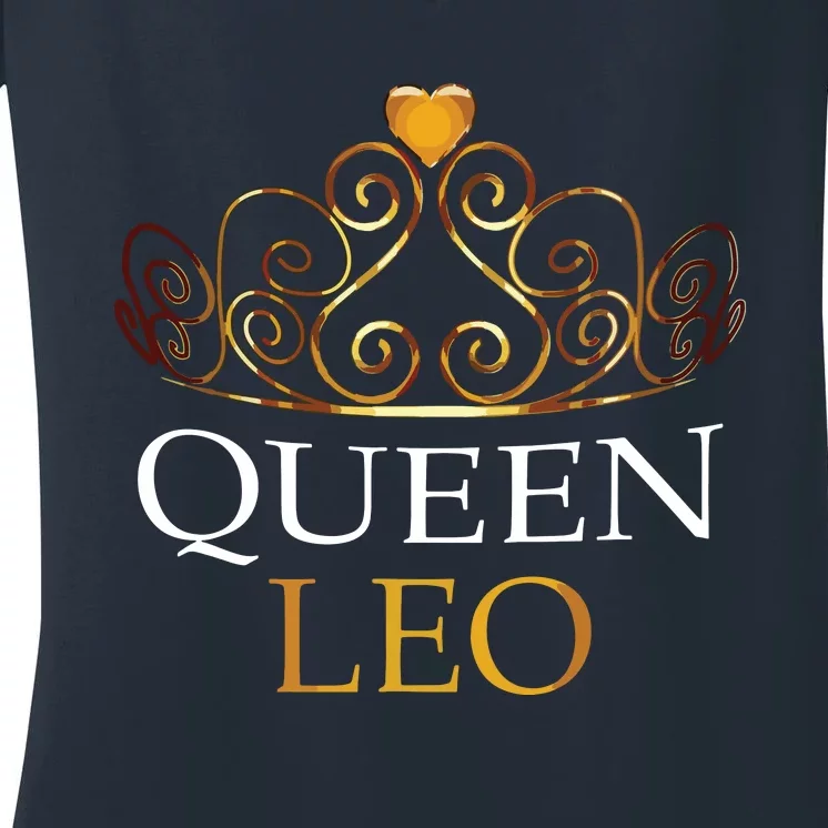 Womens Queen Leo Zodiac Birthday Gift Women's V-Neck T-Shirt