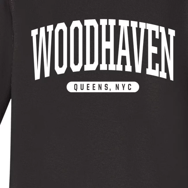 Woodhaven Queens Ny Souvenirs Nyc Borough Woodhaven Queens New York City Baby Long Sleeve Bodysuit