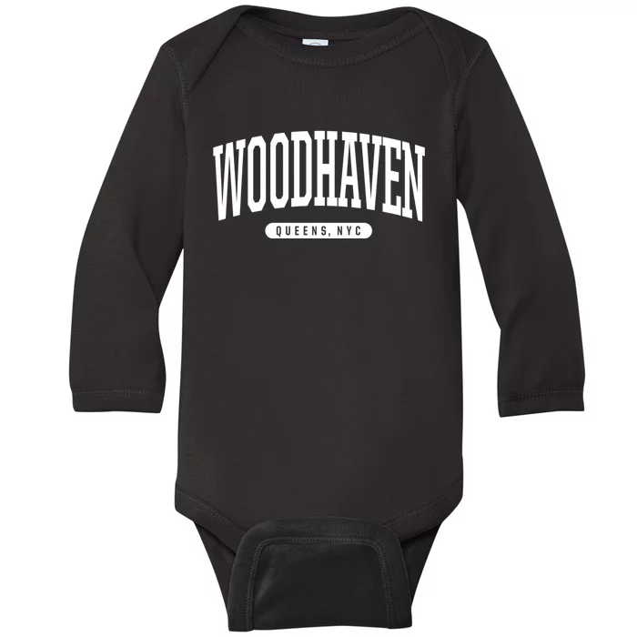 Woodhaven Queens Ny Souvenirs Nyc Borough Woodhaven Queens New York City Baby Long Sleeve Bodysuit