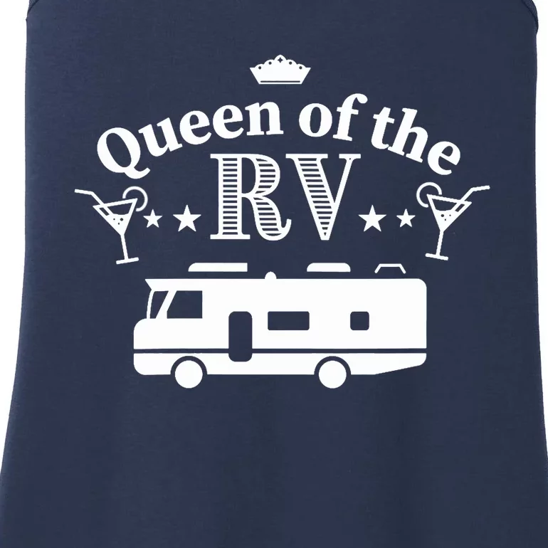 Wo Queen of the RV - Gift for Woman who loves her Motorhome V-Neck Ladies Essential Tank