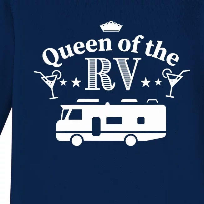 Wo Queen of the RV - Gift for Woman who loves her Motorhome V-Neck Baby Long Sleeve Bodysuit