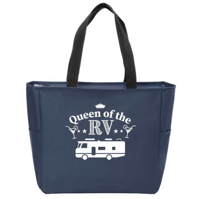 Wo Queen of the RV - Gift for Woman who loves her Motorhome V-Neck Zip Tote Bag