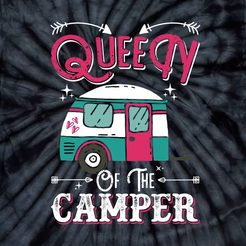 Women Queen Of The Camper Funny Camping Outdoor RV Tie-Dye T-Shirt